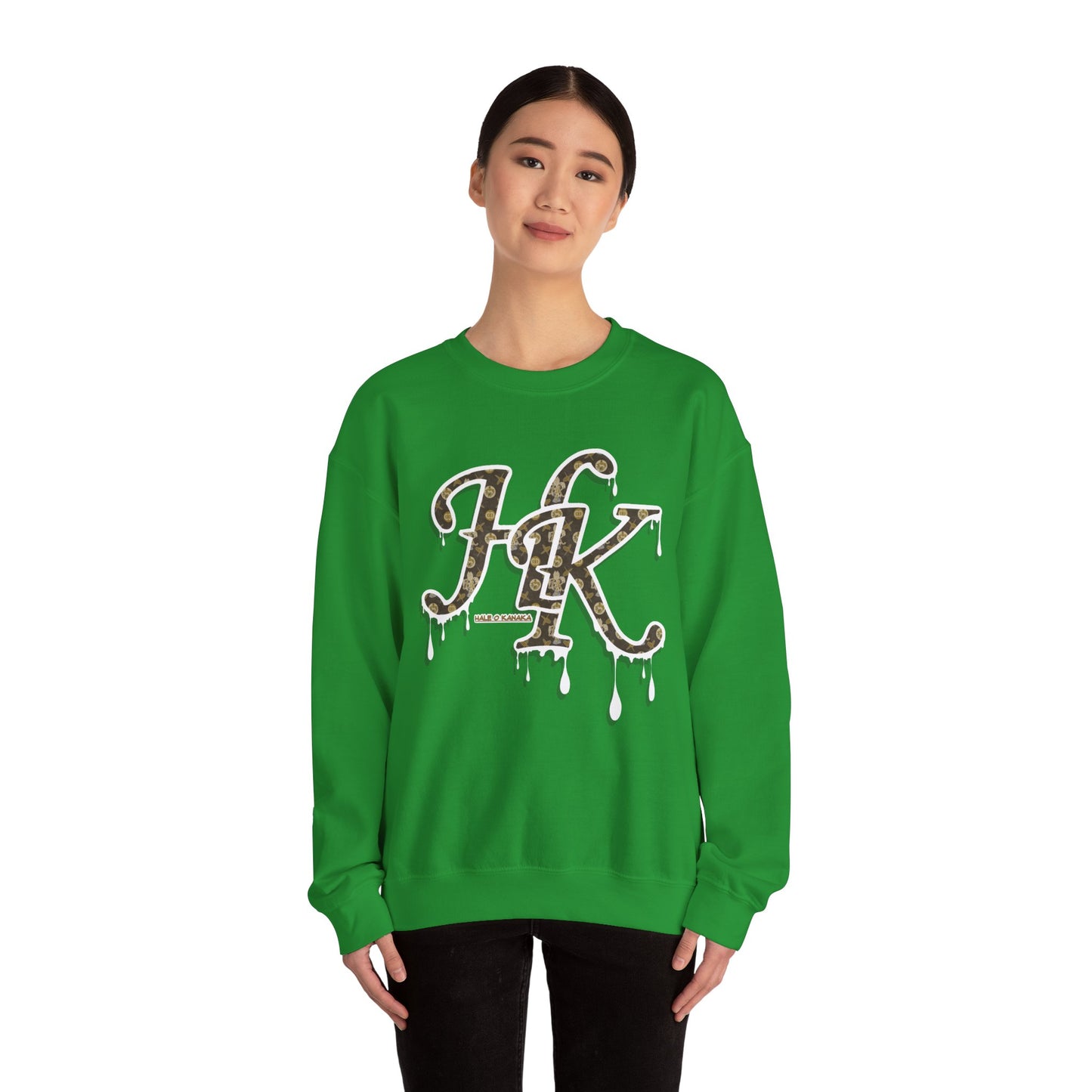Hale O Kanaka - Da Drip White - MHK - Unisex Heavy Blend™ Crewneck Sweatshirt