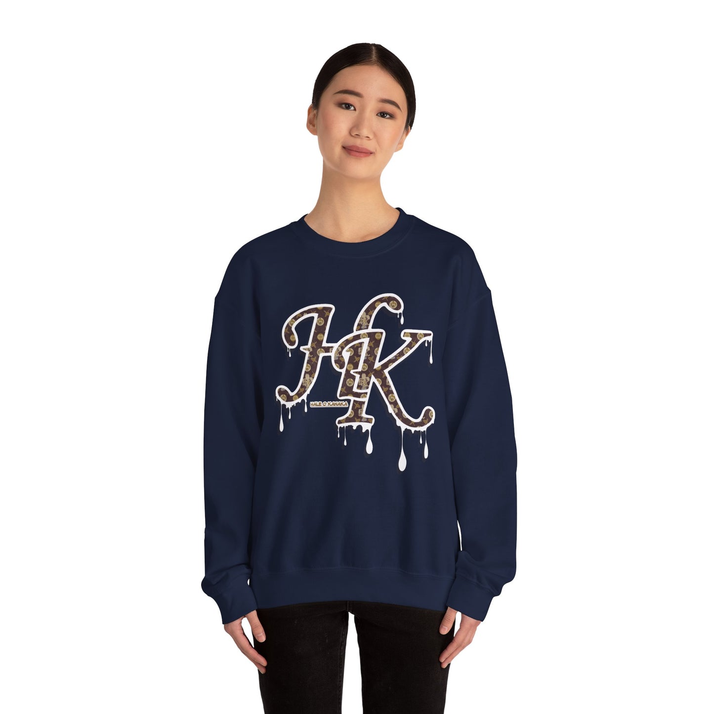 Hale O Kanaka - Da Drip White - MHK - Unisex Heavy Blend™ Crewneck Sweatshirt