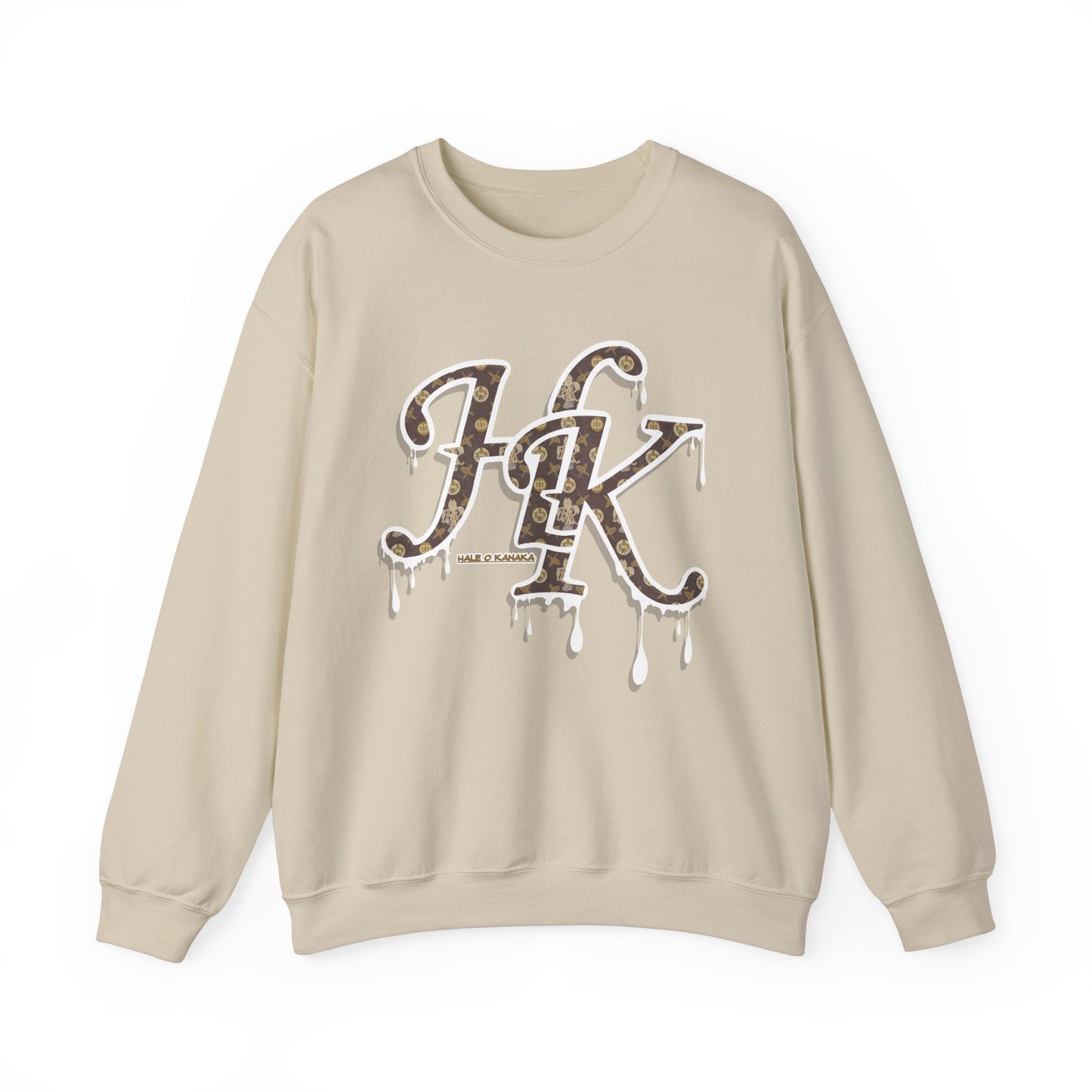 Hale O Kanaka - Da Drip White - MHK - Unisex Heavy Blend™ Crewneck Sweatshirt