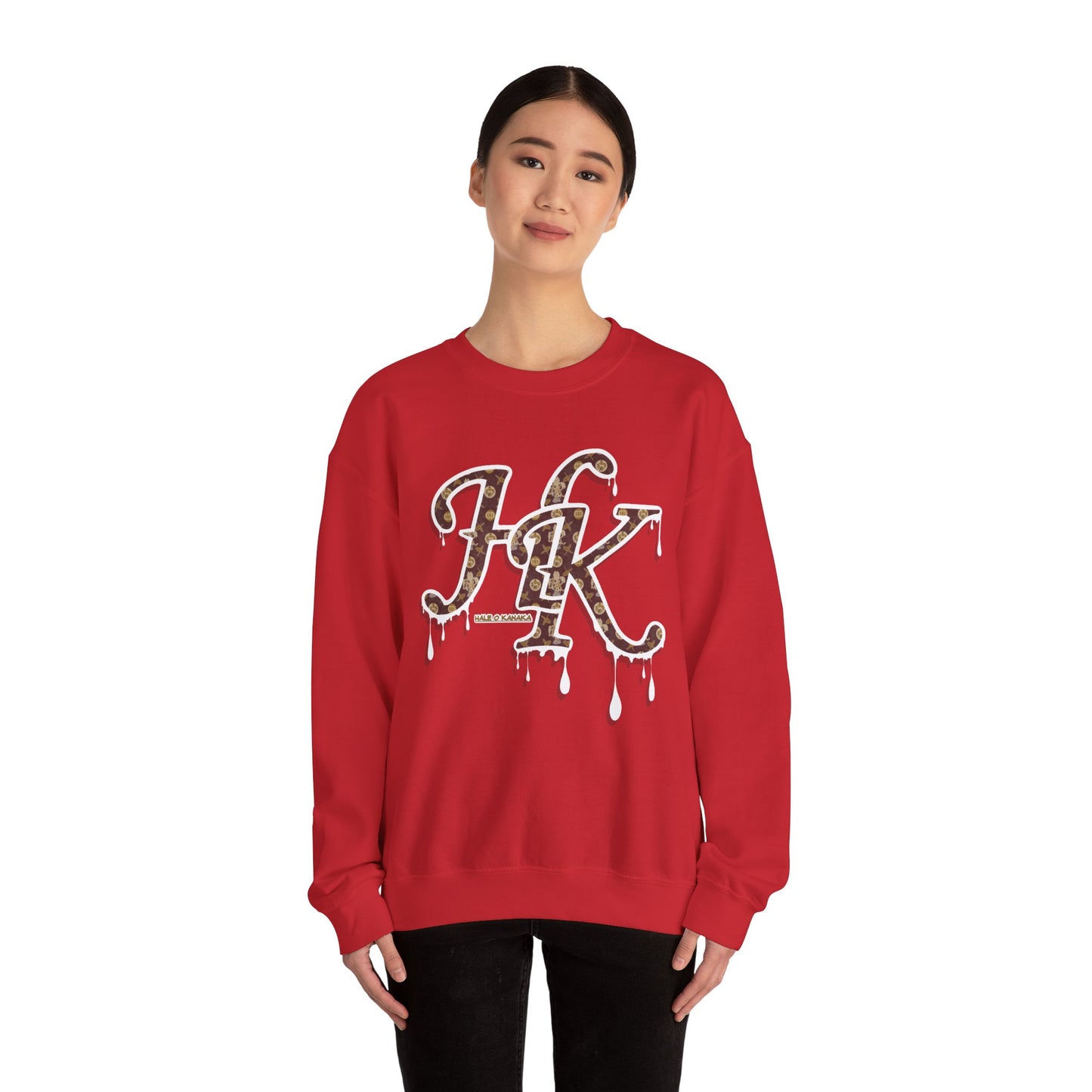 Hale O Kanaka - Da Drip White - MHK - Unisex Heavy Blend™ Crewneck Sweatshirt