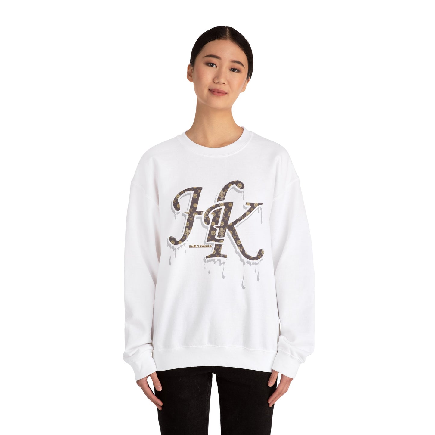 Hale O Kanaka - Da Drip White - MHK - Unisex Heavy Blend™ Crewneck Sweatshirt