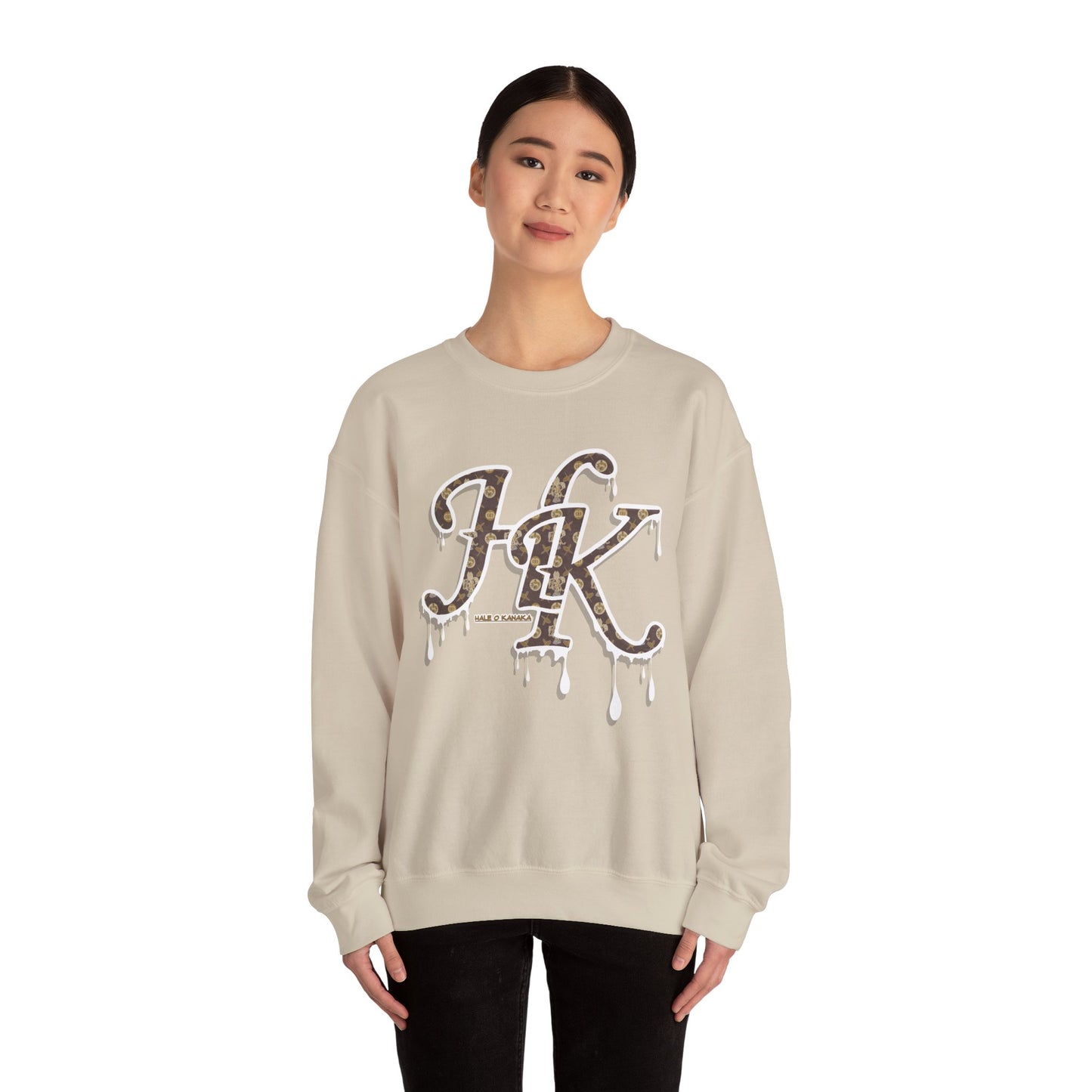 Hale O Kanaka - Da Drip White - MHK - Unisex Heavy Blend™ Crewneck Sweatshirt