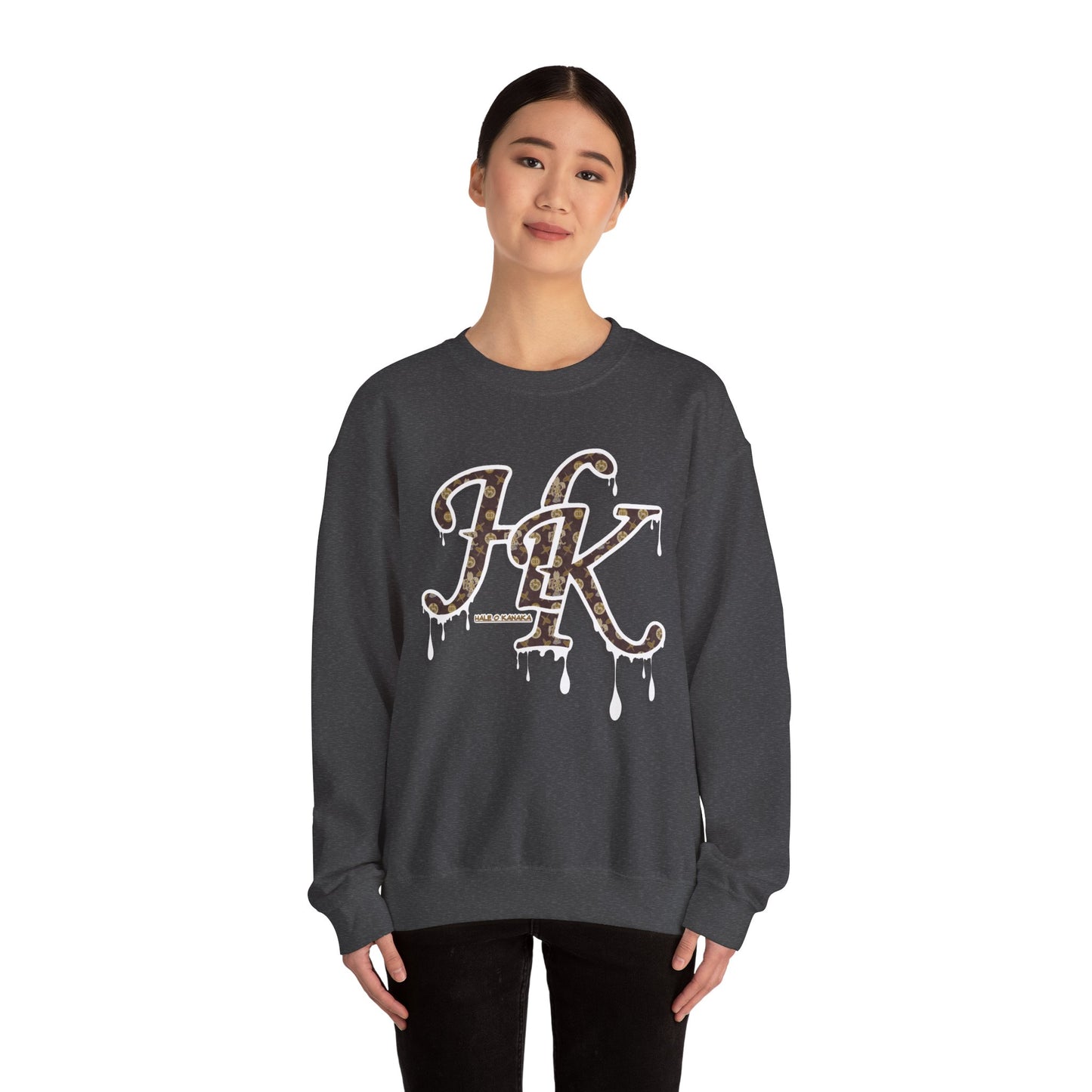 Hale O Kanaka - Da Drip White - MHK - Unisex Heavy Blend™ Crewneck Sweatshirt