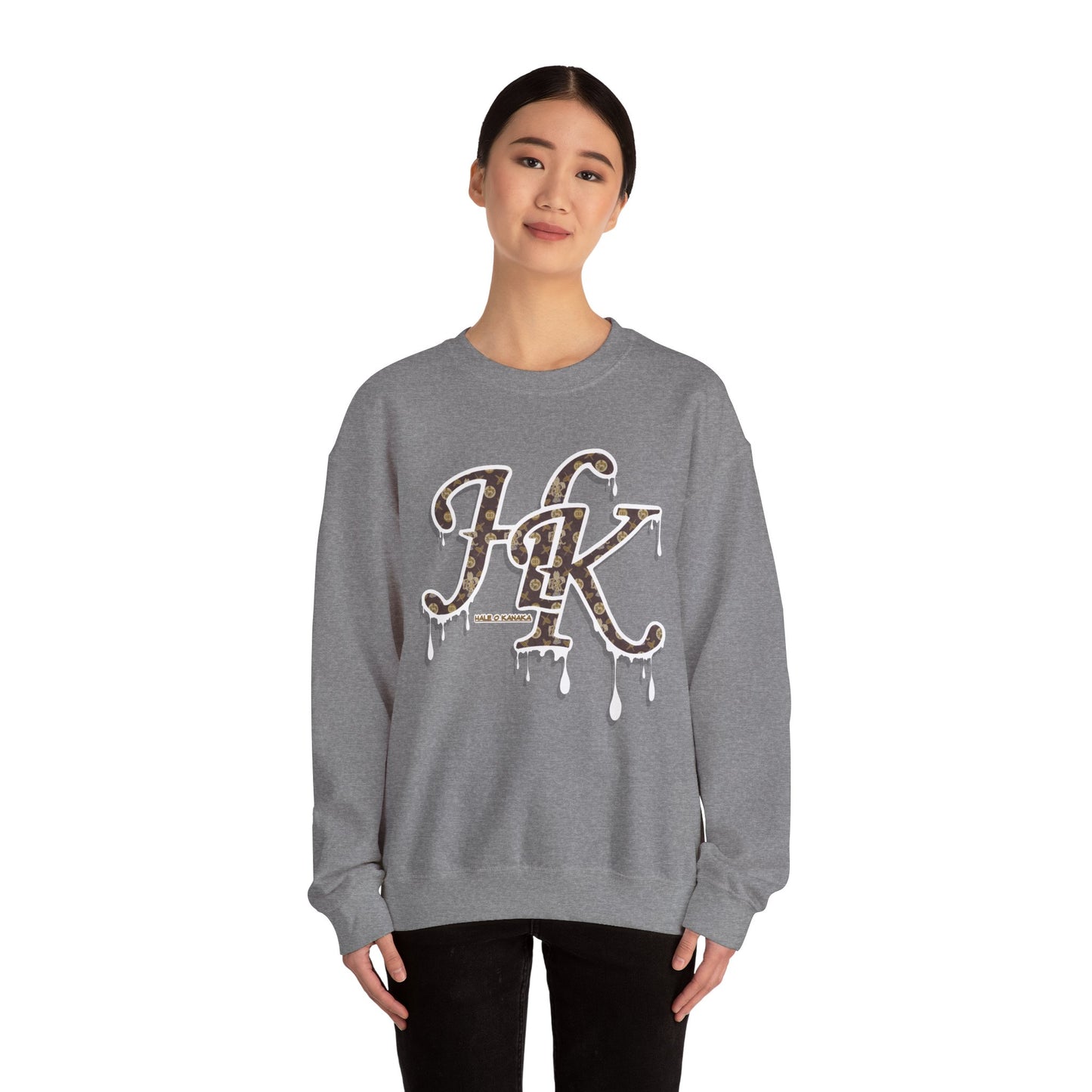 Hale O Kanaka - Da Drip White - MHK - Unisex Heavy Blend™ Crewneck Sweatshirt