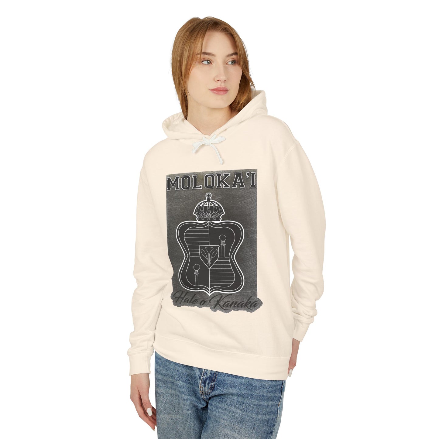 Unisex Lightweight Hooded Sweatshirt - Vintage Moloka’i Design