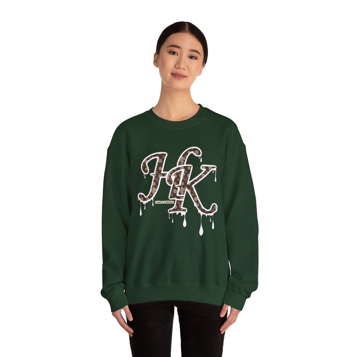 Hale O Kanaka - Da Drip White - MHK - Unisex Heavy Blend™ Crewneck Sweatshirt