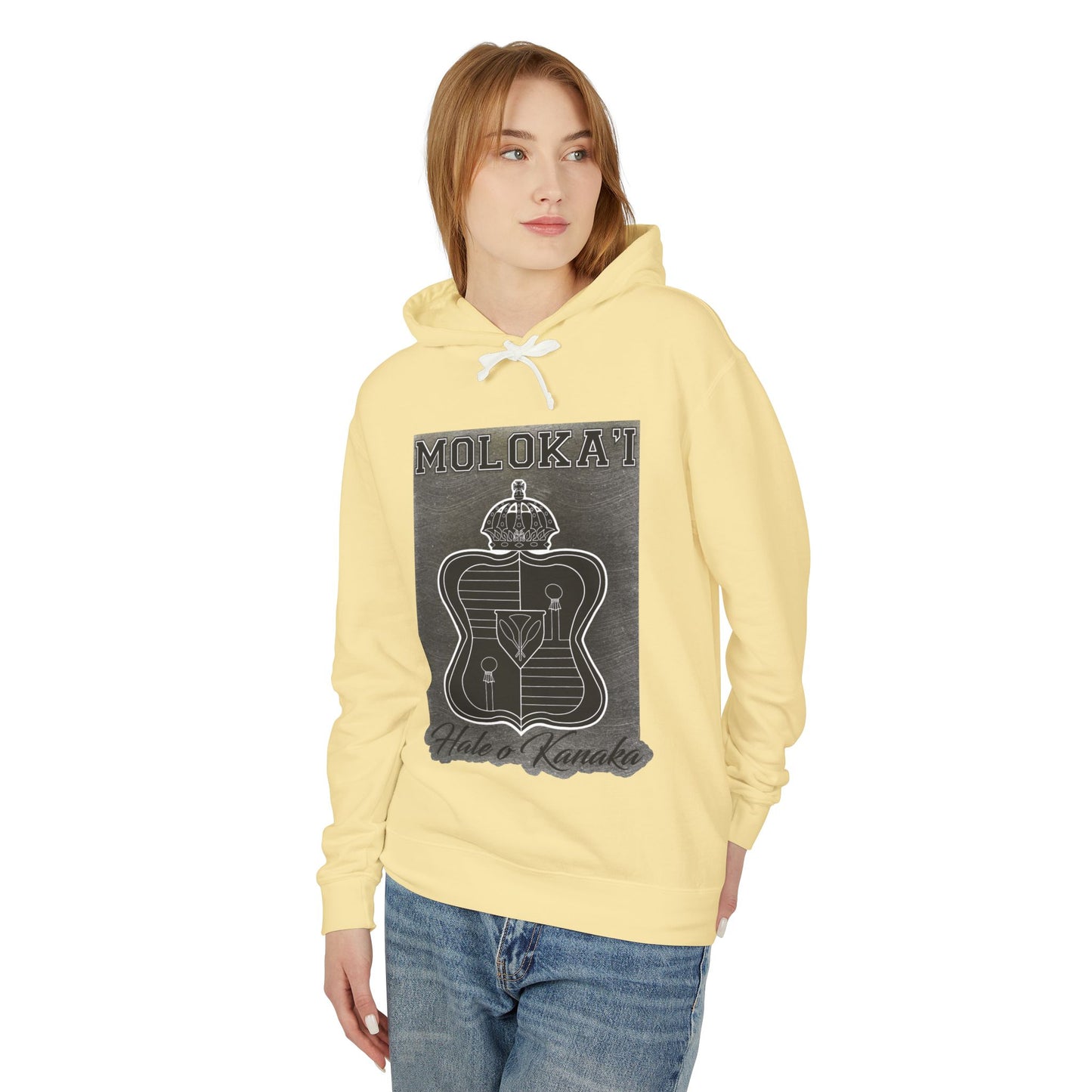 Unisex Lightweight Hooded Sweatshirt - Vintage Moloka’i Design