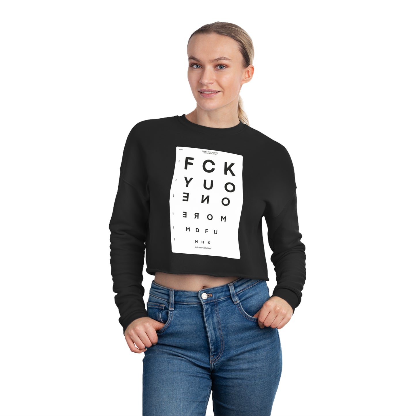 MHK - FU1MORE - SEEING EYE CHART - MDFU - Women's Cropped Sweatshirt