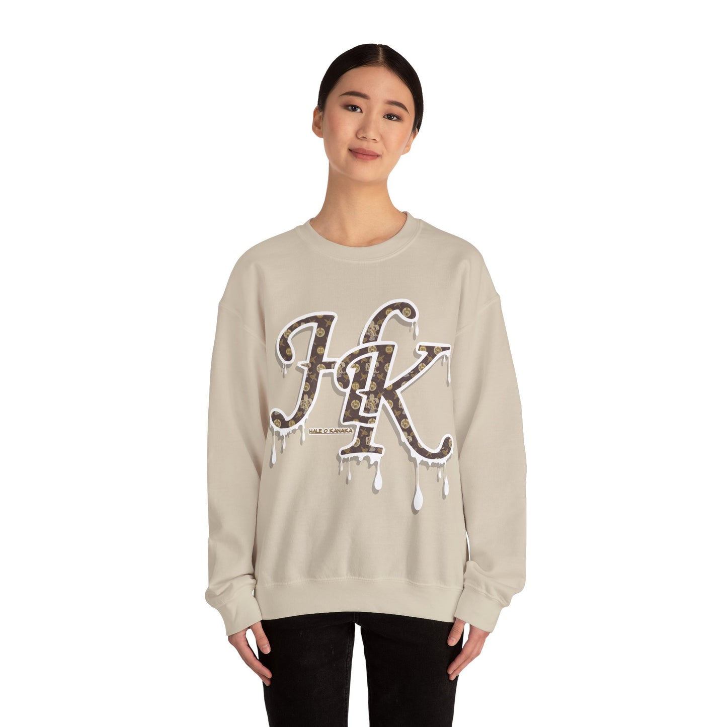 Hale O Kanaka - Da Drip White - MHK - Unisex Heavy Blend™ Crewneck Sweatshirt