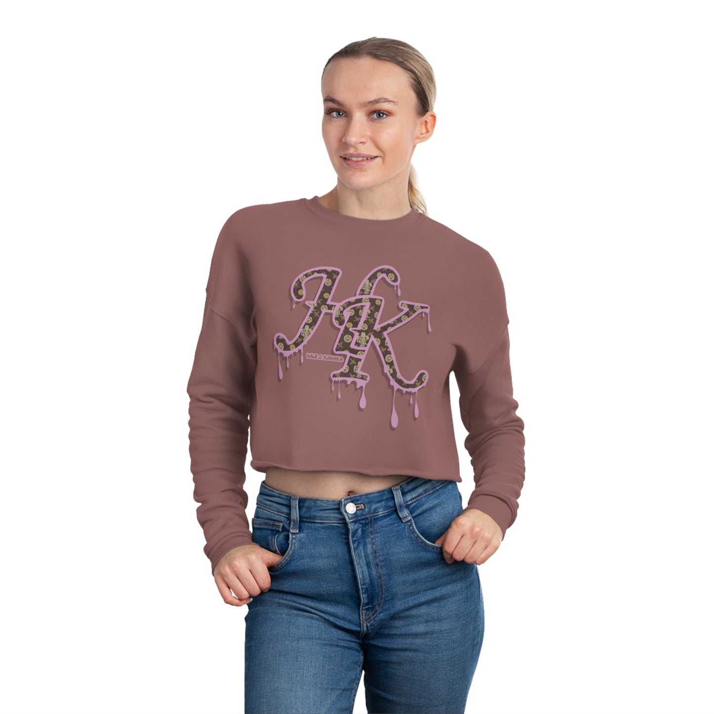 Hale O Kanaka -  Da Drip Pink - Women's Cropped Sweatshirt