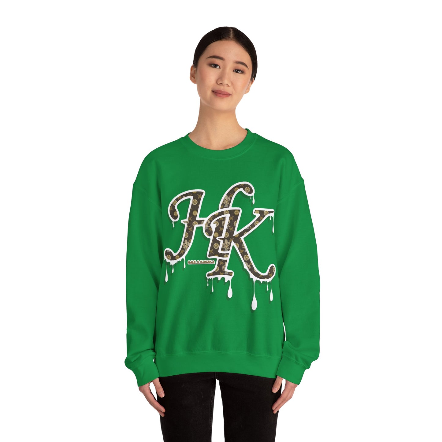 Hale O Kanaka - Da Drip White - MHK - Unisex Heavy Blend™ Crewneck Sweatshirt