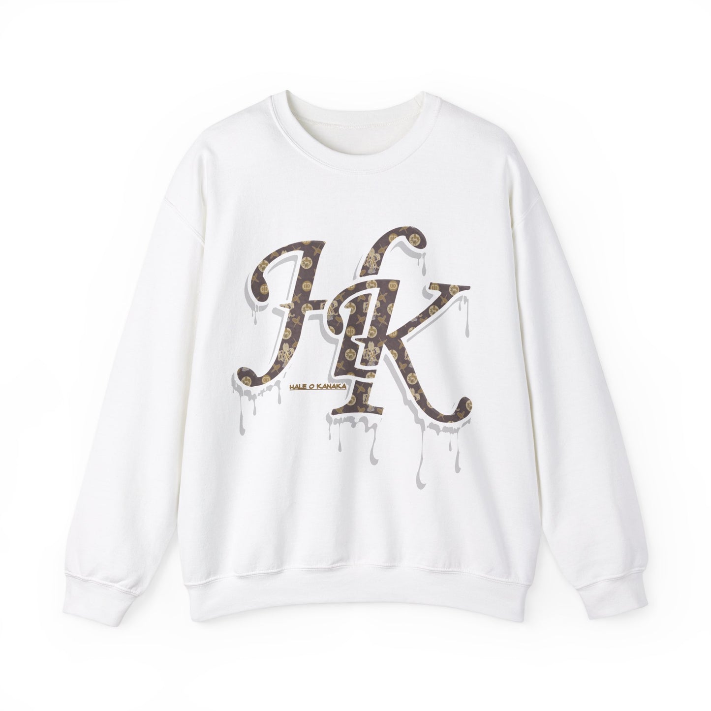 Hale O Kanaka - Da Drip White - MHK - Unisex Heavy Blend™ Crewneck Sweatshirt