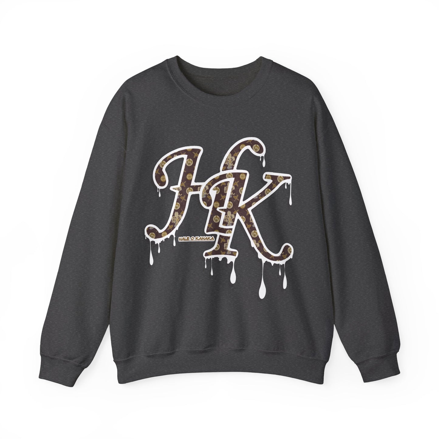 Hale O Kanaka - Da Drip White - MHK - Unisex Heavy Blend™ Crewneck Sweatshirt