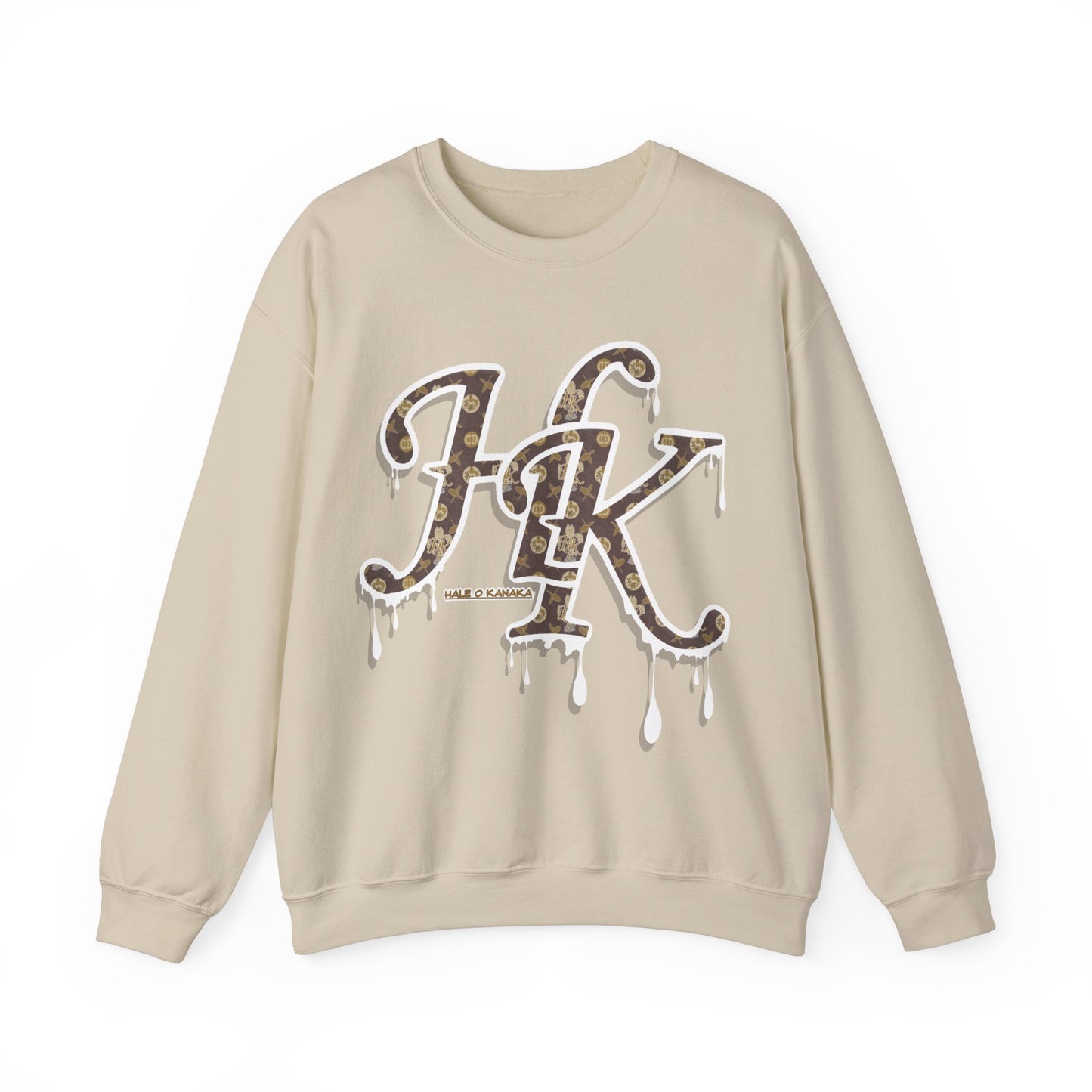 Hale O Kanaka - Da Drip White - MHK - Unisex Heavy Blend™ Crewneck Sweatshirt