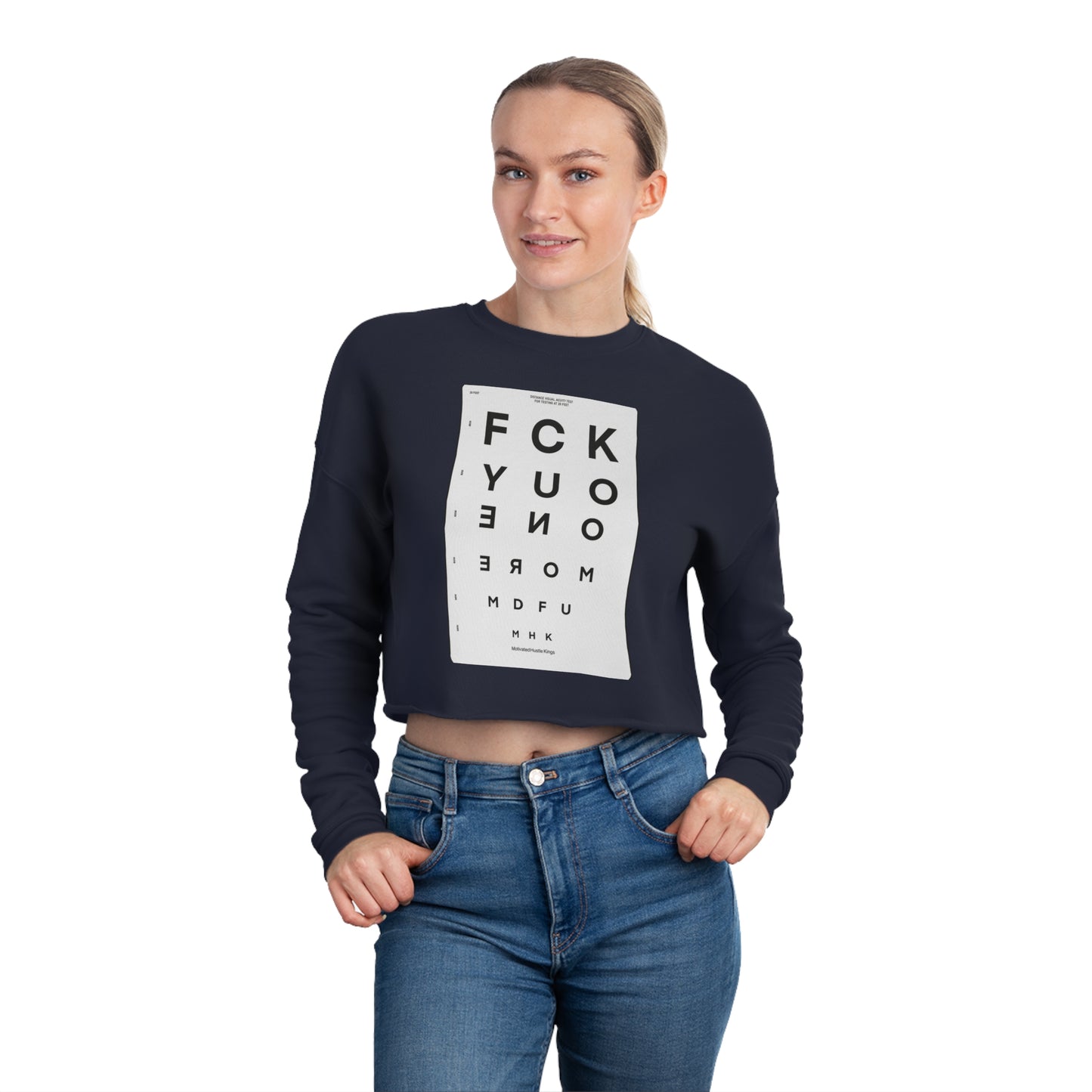 MHK - FU1MORE - SEEING EYE CHART - MDFU - Women's Cropped Sweatshirt