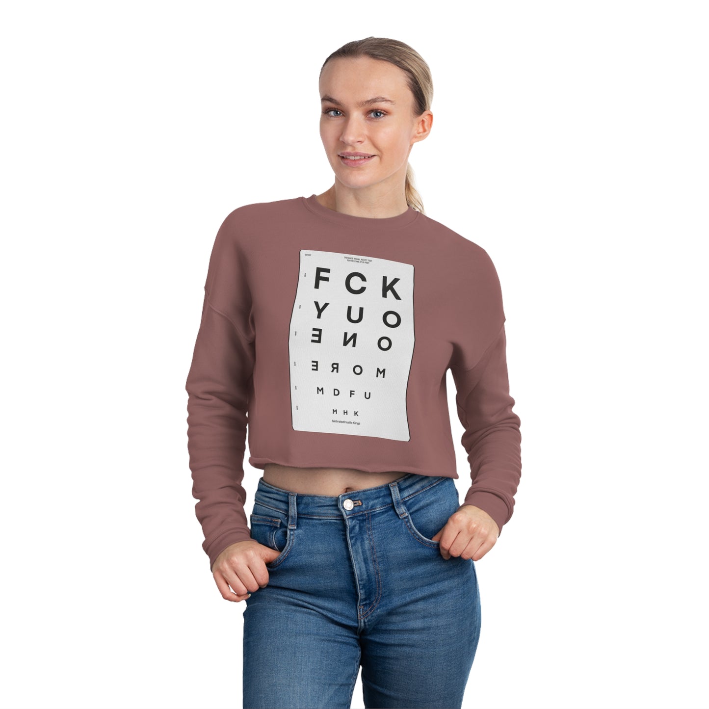 MHK - FU1MORE - SEEING EYE CHART - MDFU - Women's Cropped Sweatshirt