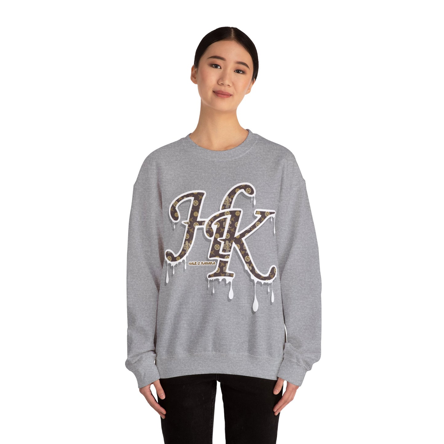 Hale O Kanaka - Da Drip White - MHK - Unisex Heavy Blend™ Crewneck Sweatshirt