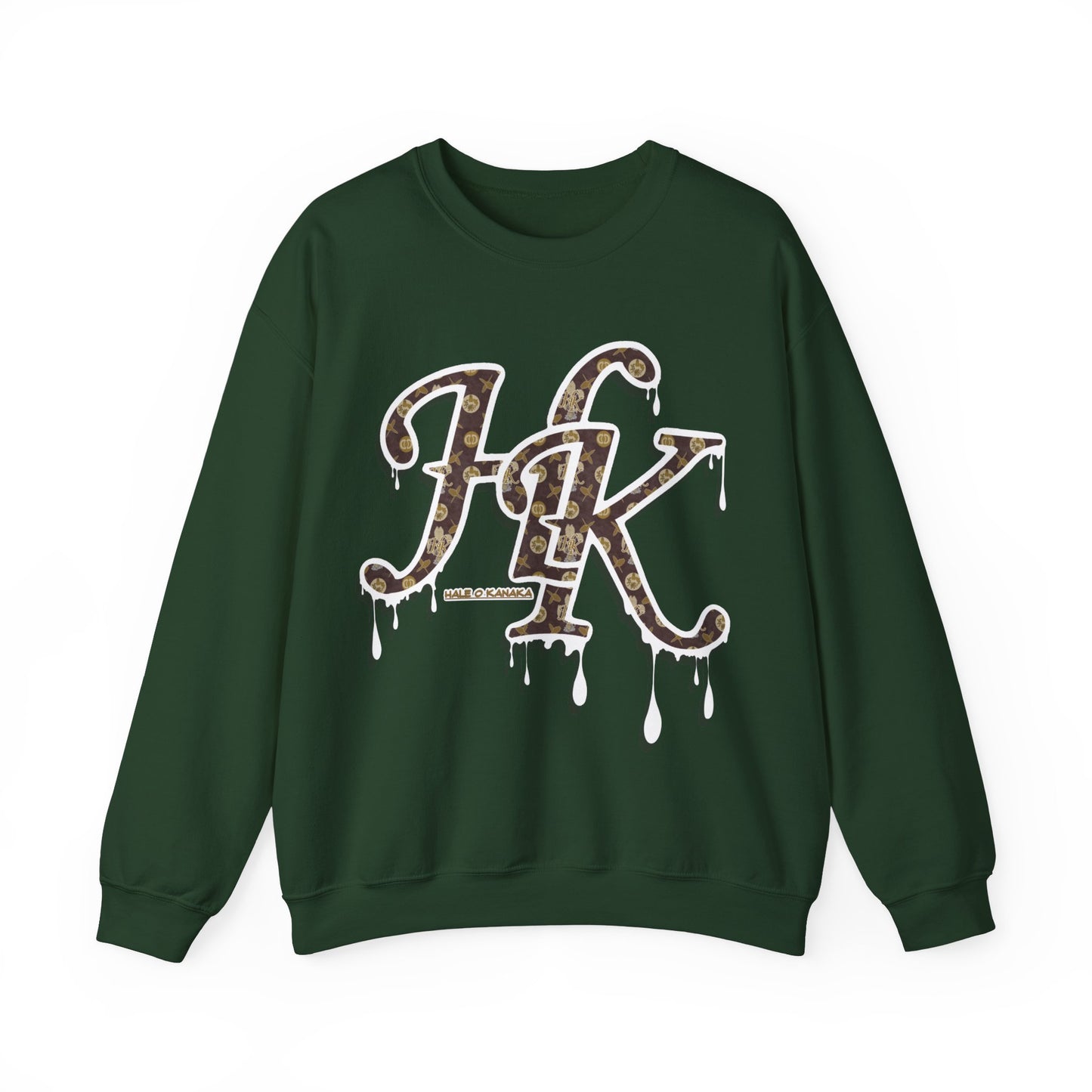 Hale O Kanaka - Da Drip White - MHK - Unisex Heavy Blend™ Crewneck Sweatshirt