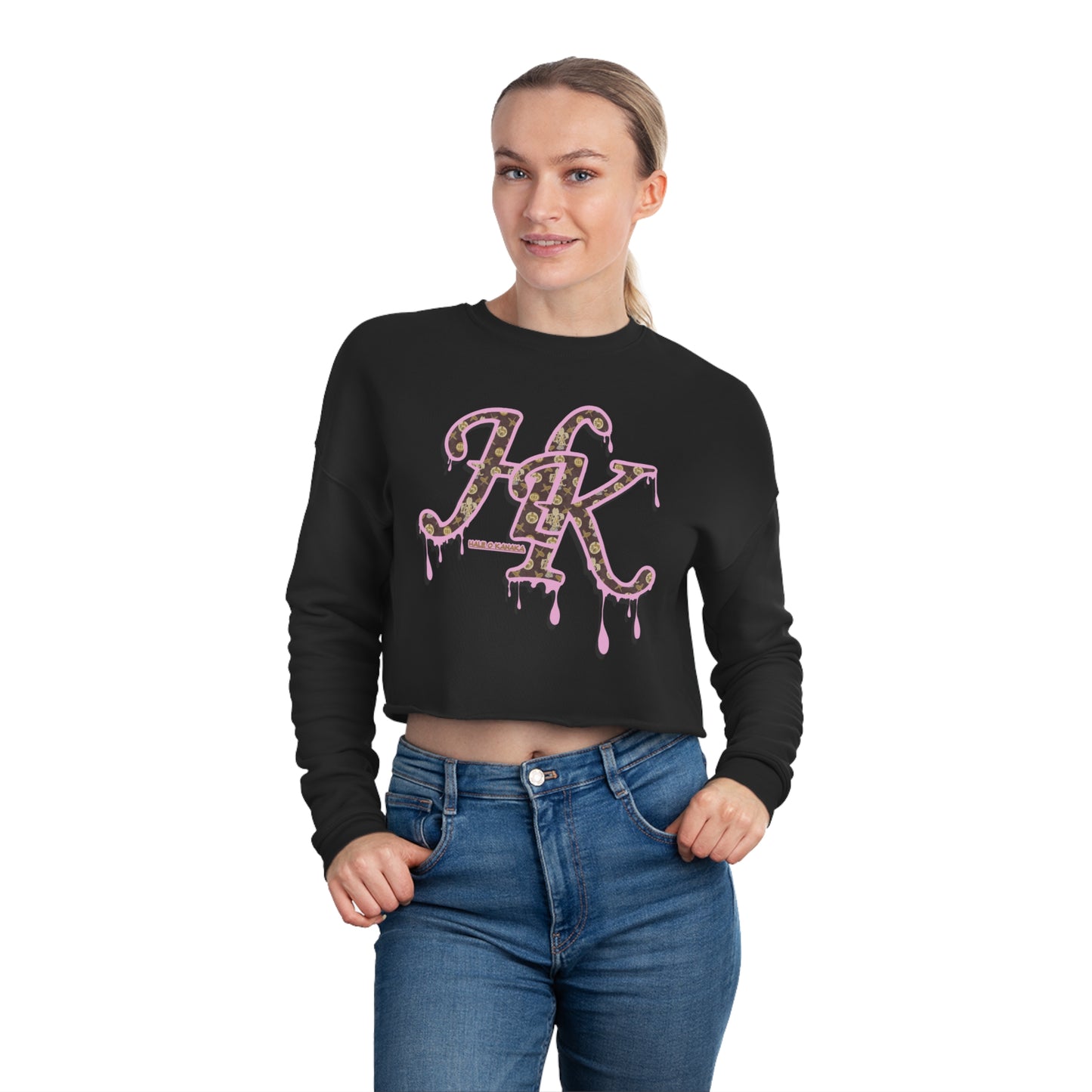 Hale O Kanaka -  Da Drip Pink - Women's Cropped Sweatshirt