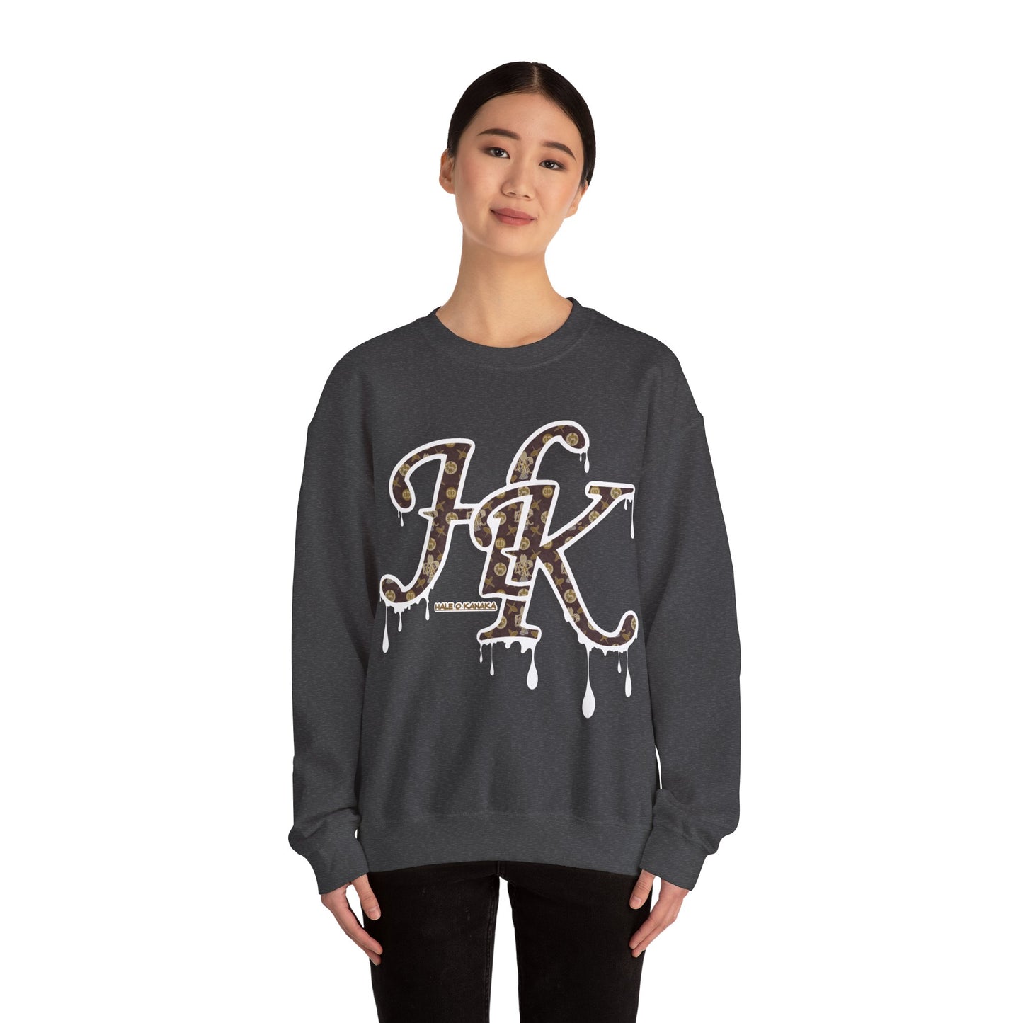 Hale O Kanaka - Da Drip White - MHK - Unisex Heavy Blend™ Crewneck Sweatshirt